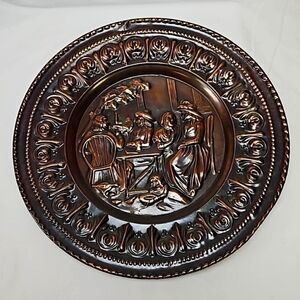 Vintage Hanmered Copper Plate for Kitchen or Dining Room Mid Century